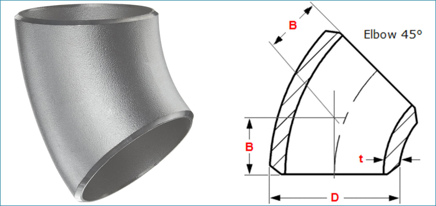 China Factory Ferritic Austenitic Stainless Steel SAF2205 45 Degree Elbow Pipe Fitting Stainless Steel Elbow
