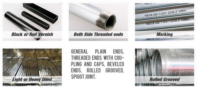 নির্মাতা ERW elালাই ইস্পাত পাইপ আয়রন কালো টিউব GI গ্যালভানাইজড ইস্পাত পাইপ নির্মাণের জন্য 9