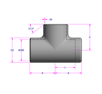Carbon Steel MSS SP75 Cushion Tee 6'' SCH XXS A420 WPL6 ANSI B16.9